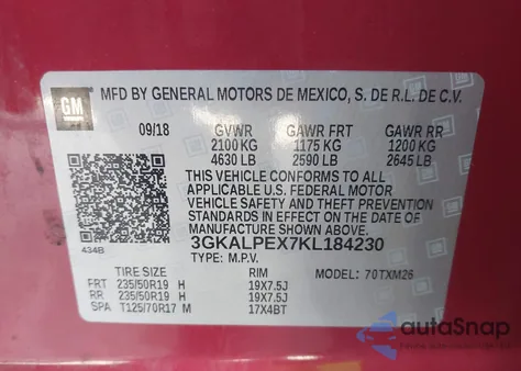 2019 GMC Terrain Slt z USA, uszkodzony, nr VIN 3GKALPEX7KL184230